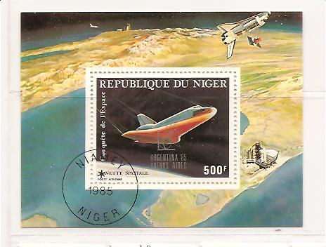 20697 - Niger - foglietto usato: Conquista dello spazio. Navetta Shuttle