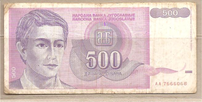 30632 - Yugoslavia - banconota circolata da 500 Dinari - 1992