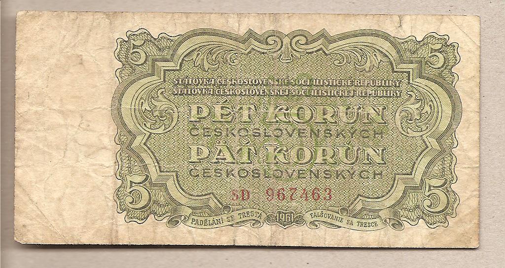 40404 - Cecoslovacchia - banconota circolata da 5 Corone - 1961