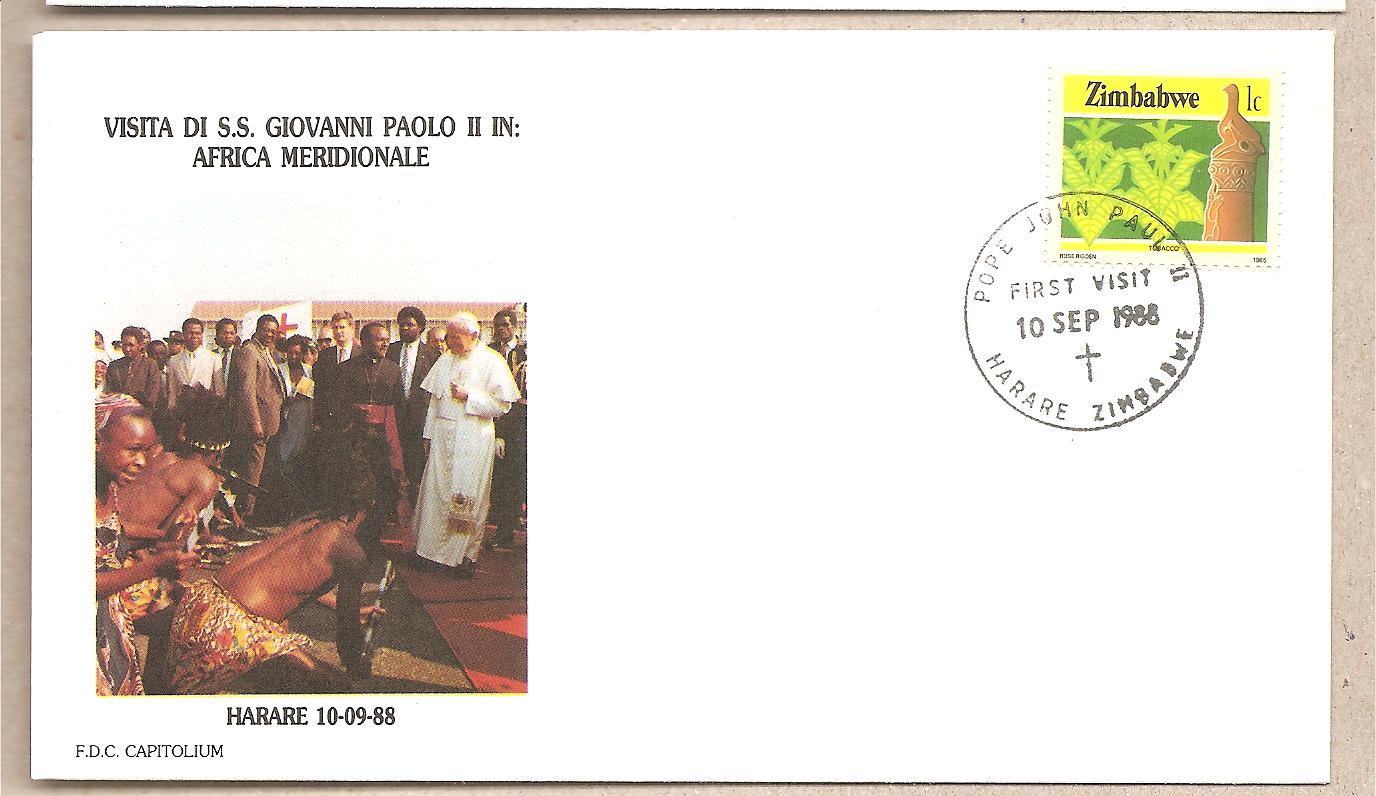 42459 - Zimbabwe - busta con annullo speciale: Visita di S.S. Giovanni Paolo II - 1988