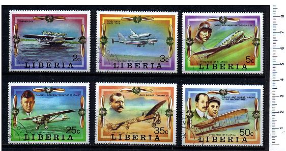 45546 - LIBERIA 1978-3781  *	Progressi dell Aviazione - 6 valori serie completa timbrata
