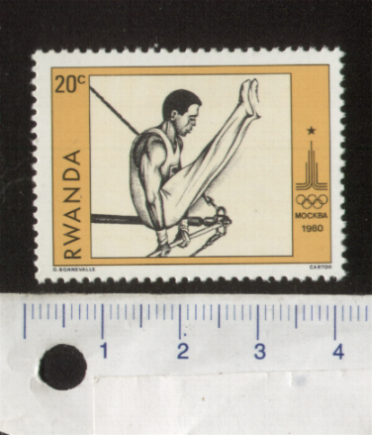 45950 - RWANDA 1980-S-280-Scott 966 *  Giochi Olimpici di Mosca  - 1 francobollo nuovo