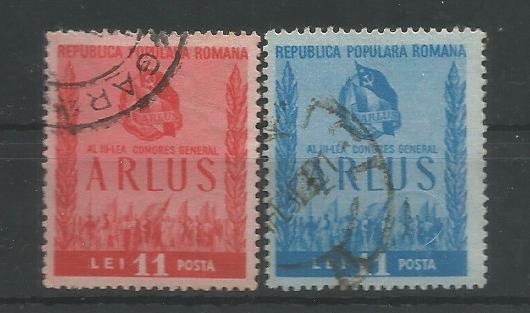 52795 - ROMANIA - 1950 - 3° Congresso ARLUS - 2 v. cpl usati - Michel : 1240/1241 - Yvert : 1134/1135 - [ROM159]